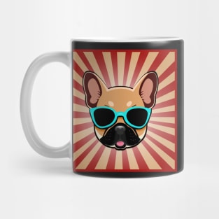 Brown Fawn French Bulldog in Blue Sunglasses Frenchie Dog Mug